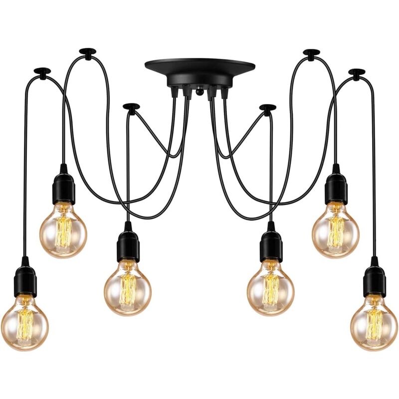 Treetalk - Lustre Araignee Suspension 6 têtes Lampe Suspendue Industrielle Lustre Retro Suspension Luminaire Vintage pour Salon Cuisine Salle