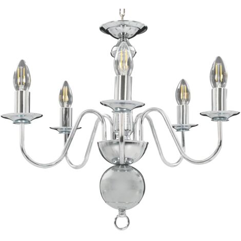 Lustre Argenté 5 ampoules E14 CFW453036