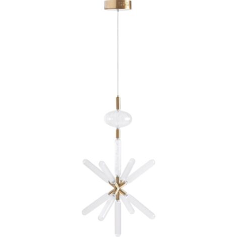 Lustre art déco en cristal fumé transparent suspendu élégant - Cristal fumé transparent