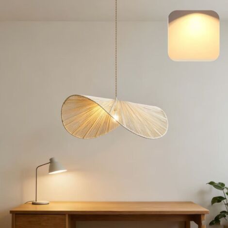 Lustre artistique en osier, plafonnier rétro, éclairage décoratif LED, convient aux salons et aux chambres, lumière chaude, 220V.