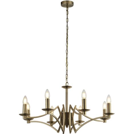 Lustre ASCOT 8L métal laiton antique E14 max 8x60w diamètre 72cm