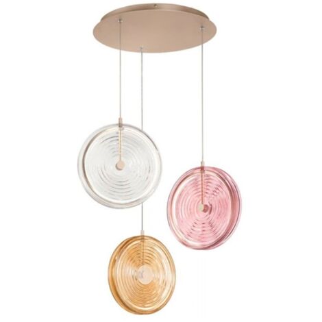 Lustre avec 3 lumières suspendues en verre et métal multicolore Jokey XL