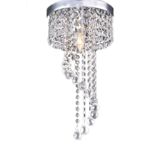 Vidaxl – Lustre en métal et verre avec 85 cristaux – Hauteur 50 cm, diamètre 45 cm – 3 sources lumineuses E14 non incluses – Design élégant