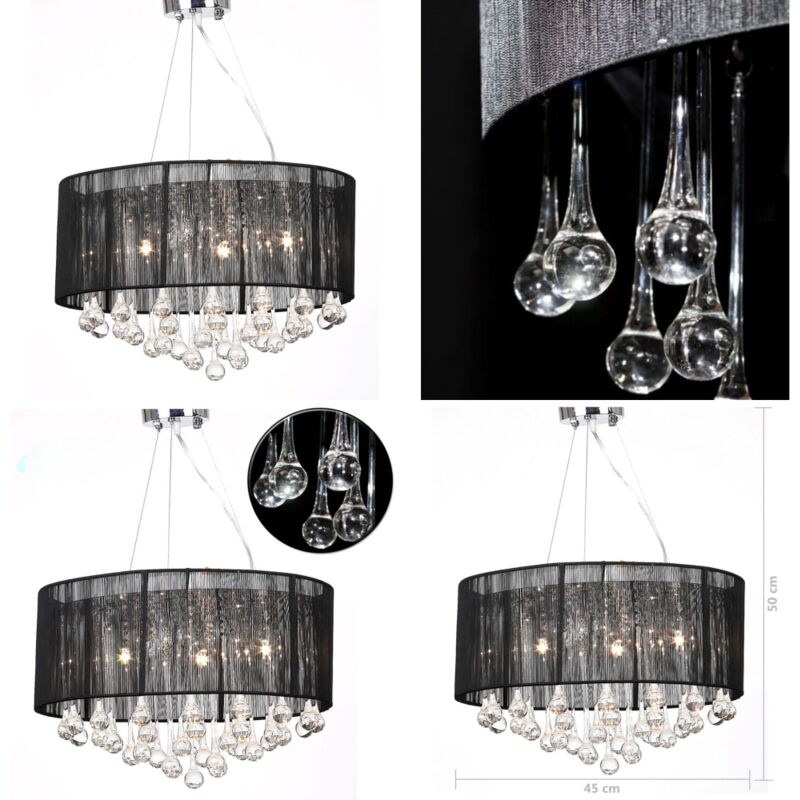 Vidaxl - Lustre avec 85 cristaux Noir - lustre - lustres - Home & Living - Noir