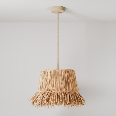 Lustre avec abat-jour en raphia Honolulu  Avec ampoule - Neutre