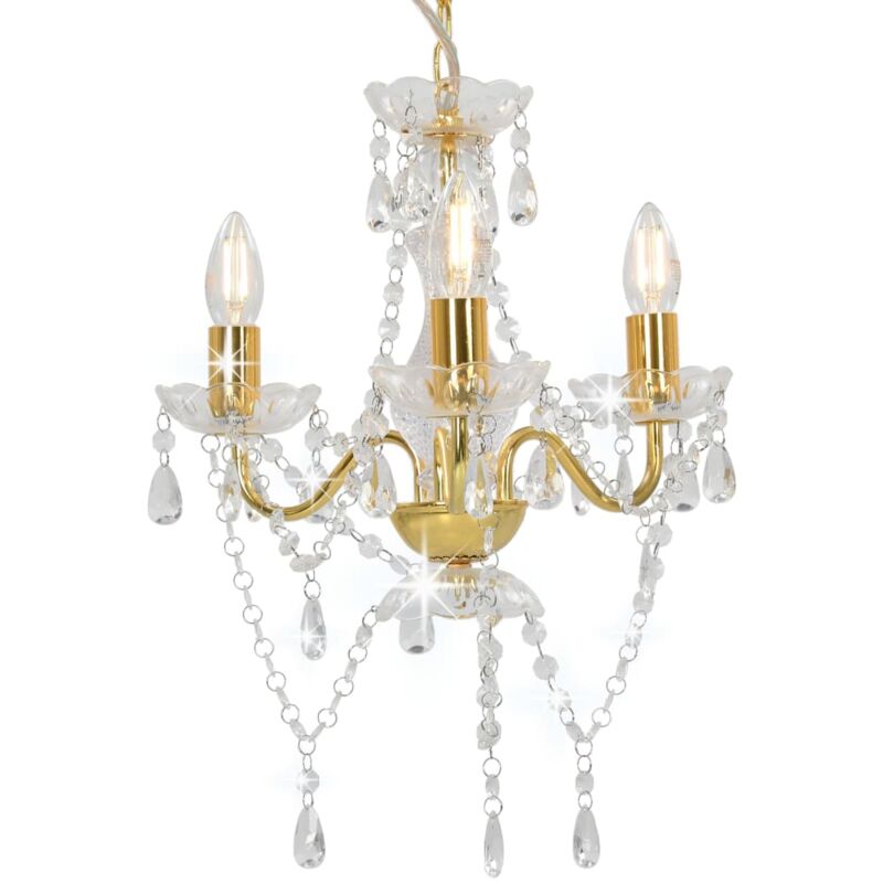 Vidaxl - Lustre avec perles Doré Rond 3 x E14