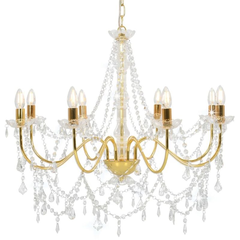 Vidaxl - Lustre avec perles Doré 8 ampoules E14
