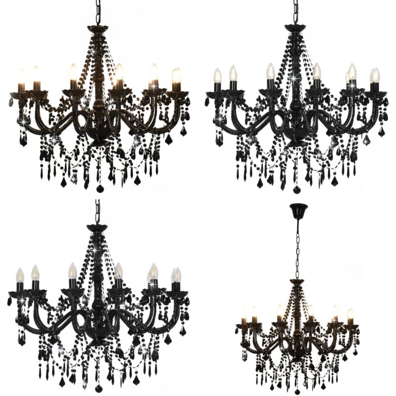 Vidaxl - Lustre avec perles Noir 12 ampoules E14 - lustre - lustres - Home & Living - Noir