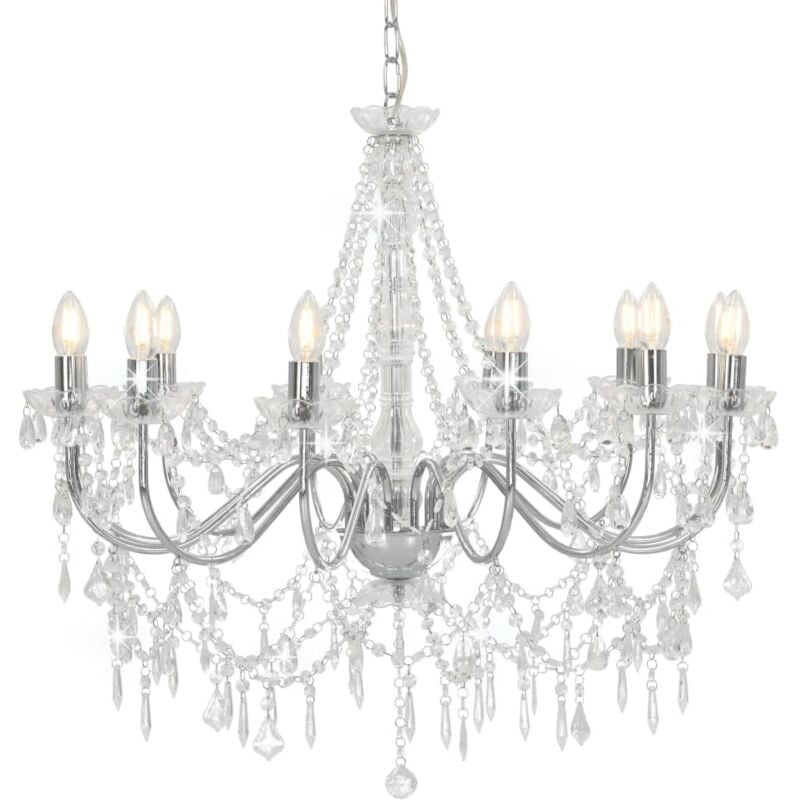 Vidaxl - Lustre avec des perles de candelabrum élégantes 12 jeux e14 différentes couleurs Couleur : argent