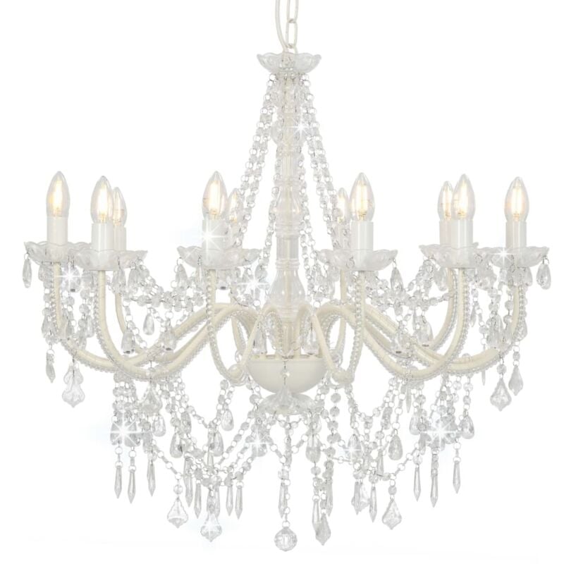 Vidaxl - Lustre avec perles Blanc 12 ampoules E14