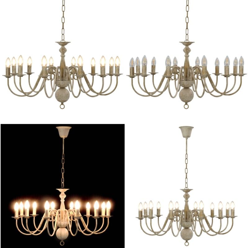 Lustre Blanc antique 12 ampoules E14 - lustre - lustres - Home & Living - Blanc