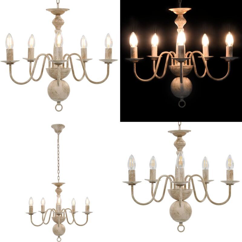 Vidaxl - Lustre Blanc antique 5 ampoules E14 - lustre - lustres - Home & Living - Blanc