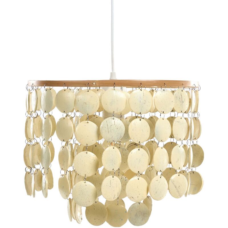 Beliani - Lustre Boho Suspendu en Coquilles de Noix de Coco Beige Clair Parangi