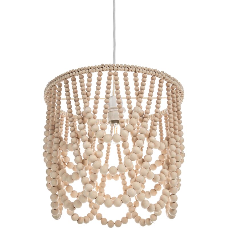 Beliani - Lustre Boho Suspendu en Perles de Bois Marron Clair Verugal