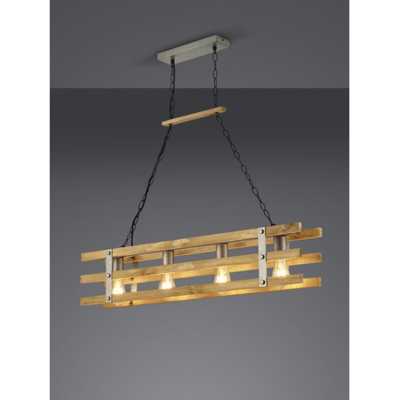 Iperbriko - Lustre Bois Design Rustique Khan 4 Lumières Trio Lighting