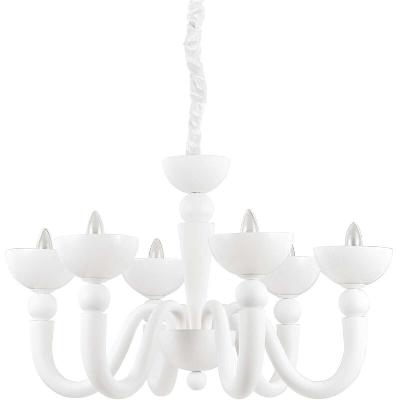 Ideal Lux - Bon Bon - Lustre à 6 bras multiples au fini blanc, E14 Ideal Lux - Bon Bon - Lustre à 6 bras multiples au fini blanc, E14