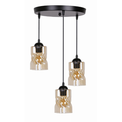 Lustre Candellux Felis 3xE27 verre thé noir Ø35cm