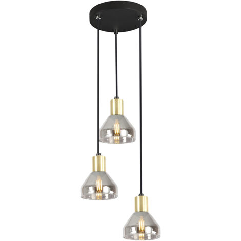 Lustre Candellux Gregory noir verre fumé 3xE14 dimmable