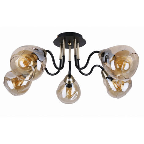 Lustre Candellux UNICA métal noir/or 5xE27 40W 35-00897