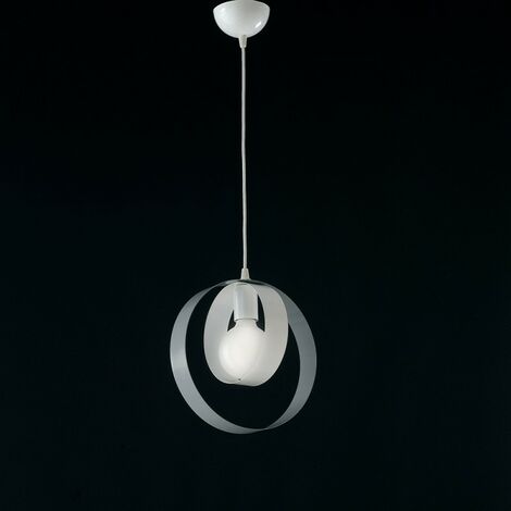 Lustre chambre suspension en fer Blanc Gris une lumière 25x h27 cm