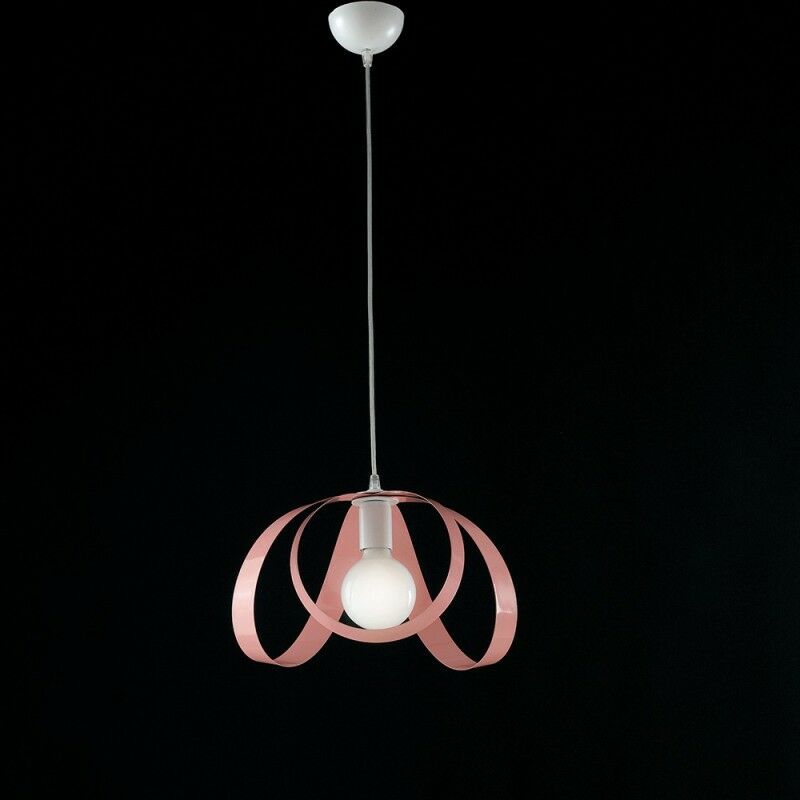 Bonetti Illumina - Lustre chambre suspension en fer Blanc Rose une lumière 32x h24 cm