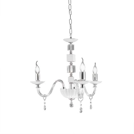 Lustre classique en verre et cristal 3 lumières Livia - Blanc