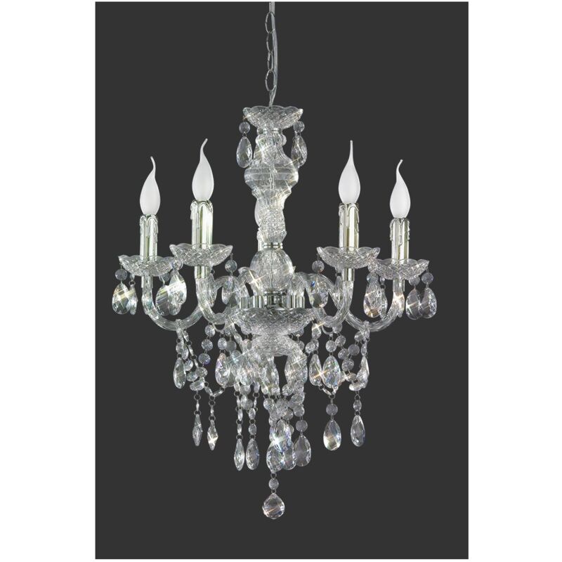Iperbriko - Lustre classique Lüster 5xE14 Chrome avec suspensions transparentes Trio Lighting