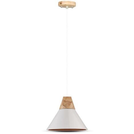 Lustre cloche LED V-TAC en aluminium et bois avec douille E27 (max. 60 W) Blanc