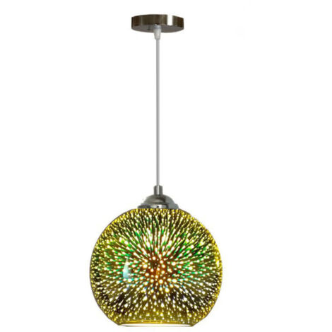 Lustre Coloré 3D LED Pendentif Lumières Miroir Boule de Verre Feu D'artifice Abat-jour E27 Base Suspension Lampe20cm