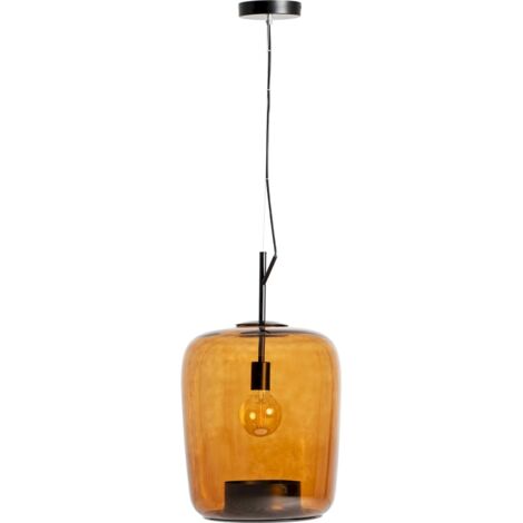 Lustre contemporain en cristal fumé ambré élégant suspendu - Cristal ambré fumé