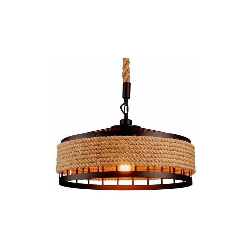 Yzmrbdqc - Suspension Lustre Industrielle Vintage, E27 Luminaire Plafonnier en Métal, Corde de Chanvre Lampe de Plafond Retro pour Salon Cuisine