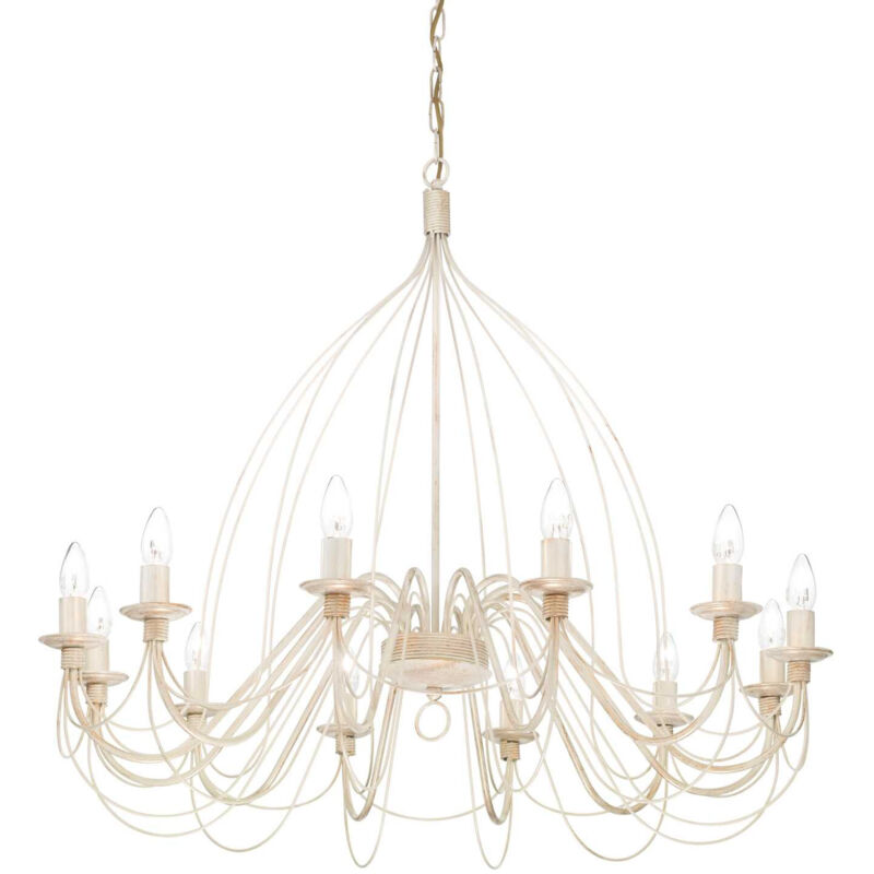 Ideal Lux Corte - Lustre à 12 ampoules au fini blanc antique, E14 Ideal Lux Corte - Lustre à 12 ampoules au fini blanc antique, E14