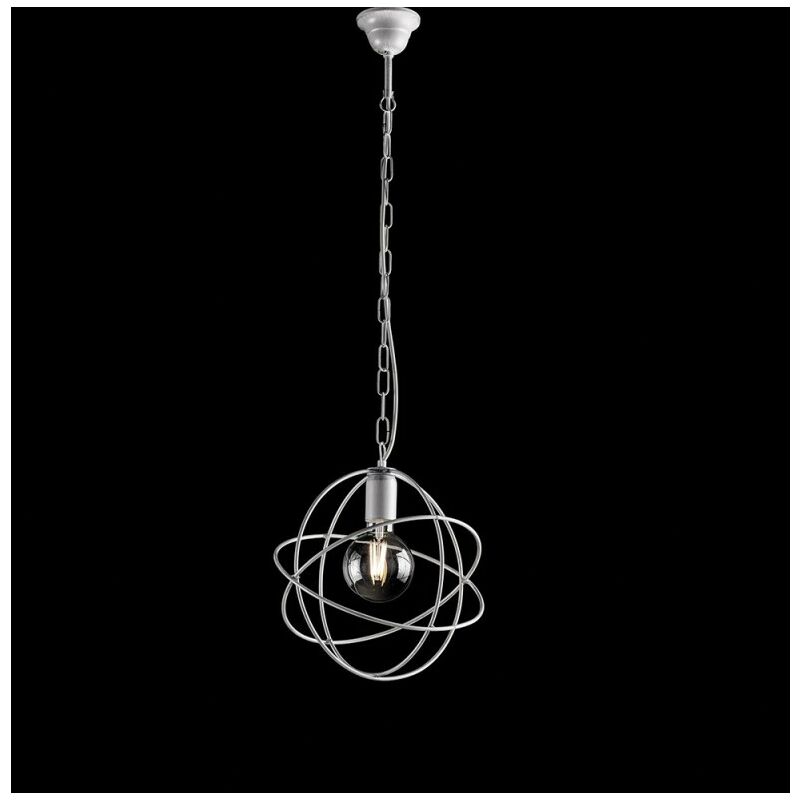 Lustre déco suspension en fer Blanc Argent clair 29x h32 cm Lustre déco suspension en fer Blanc Argent clair 29x h32 cm