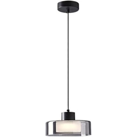 Lustre de luxe en verre cuivré Personnalité Décoration créative en verre Suspension simple Chambre à coucher Chevet Restaurant Plafonnier LED Intérieur Dimmable Luminaires,20cm