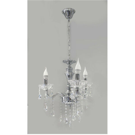Lustre De Plafond à 3 Branches Avec Chaîne Lampe à Suspension A26 Argent