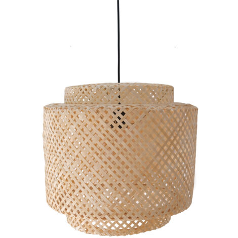 Lustre de plafond en bambou - Suspension de style Boho Bali - Hya Naturel