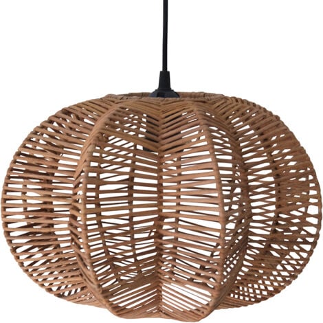 PRIVATEFLOOR Lustre de plafond en rotin - Suspension de style Boho Bali - Pya Naturel
