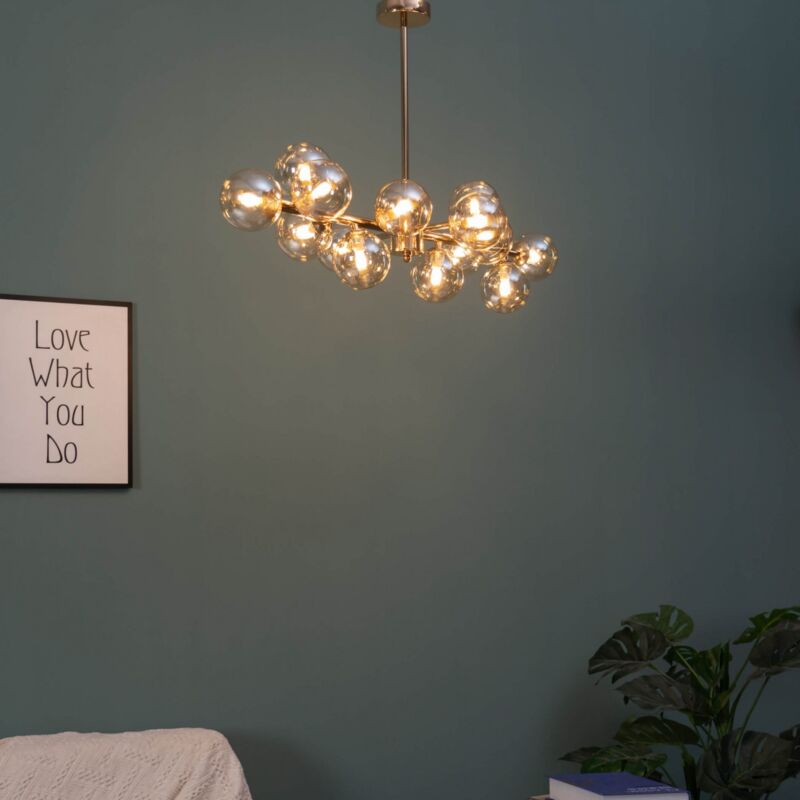Kosilum - Lustre design doré chaleureux à 14 sphères - Osanna