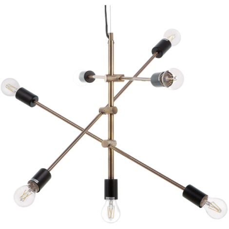 Lustre Design Industriel en Métal Effet Bronze pour 7 Ampoules Filament E27 40W Solution Éclairage pour Salon Moderne Minimaliste et Urbain Beliani