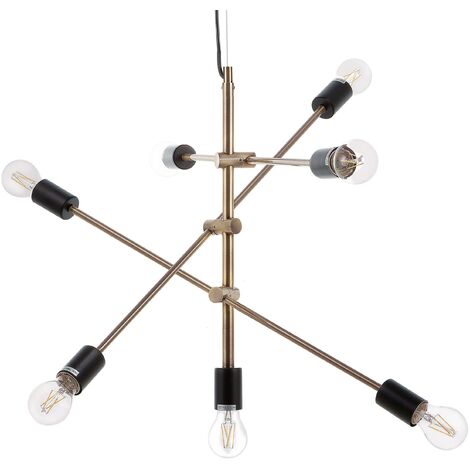 Lustre Design Industriel en Métal Effet Bronze pour 7 Ampoules Filament E27 40W Solution Éclairage pour Salon Moderne Minimaliste et Urbain Beliani - Laiton