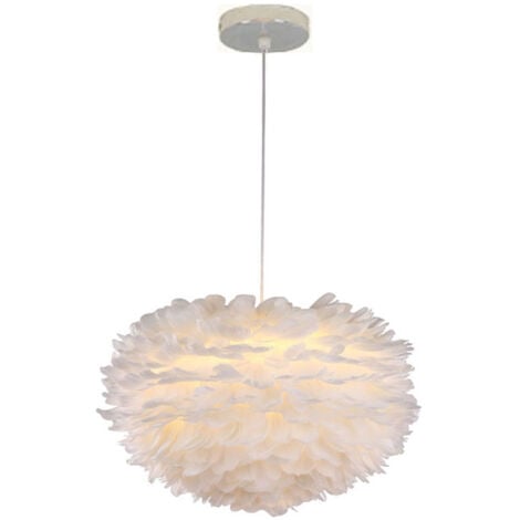 STOEX Lustre D'Intérieur Moderne Ø30CM Lampe À Suspension Romantique Nordique Suspension Luminaire en Plumes Blanches Pures E27