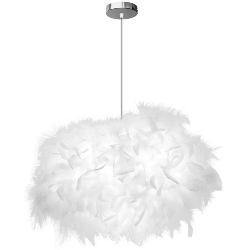 Lustre D'Intérieur Moderne Ø45CM Lampe à Suspension Romantique Nordique Suspension Luminaire En Plumes Blanches Pures E27