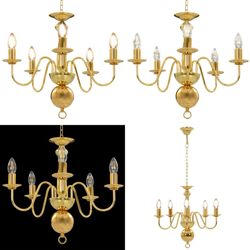 Vidaxl - Lustre Doré 5 ampoules E14 - lustre - lustres - Home & Living - Or