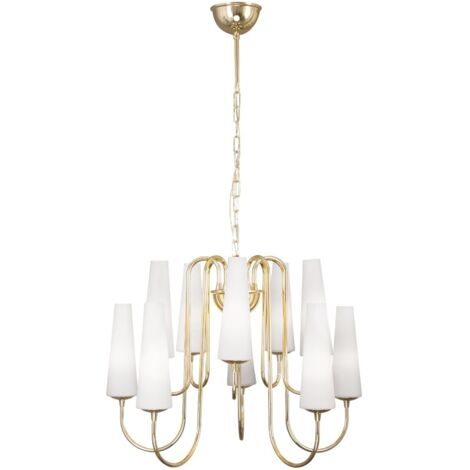 Lustre doré, globes blancs MAGNUM 10xE14 Zuma Line