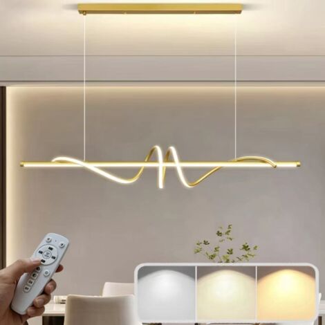 Lustre doré pour salle à manger, plafonnier, intensité réglable, avec télécommande,éclairage décoratif, convient pour le salon et la cuisine.