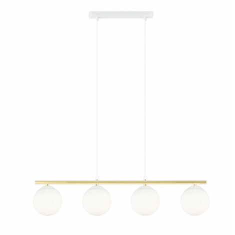 Lustre Emibig Allora 4x E14, globes blancs or métal