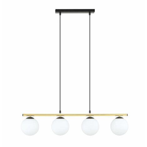 Lustre Emibig Allora 4xE14 verre blanc laiton noir
