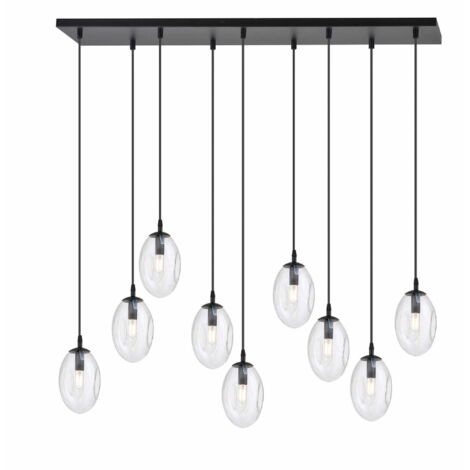 Lustre Emibig Astral 9 9xE14 verre clair noir réglable