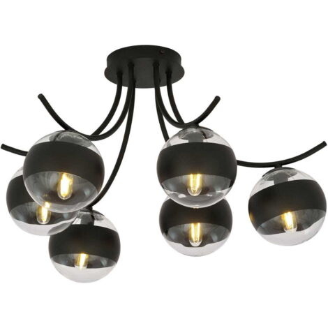 Lustre Emibig Boston noir/verre 6x E14 dimmable 70cm