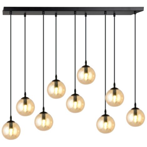 Lustre Emibig Cosmo 9 9xE14 noir ambré verre métal